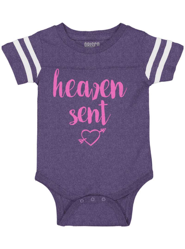 Heaven Sent Football Romper Bodysuit-Direct To Garment Print-Brisco Baby