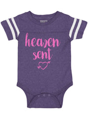 Heaven Sent Football Romper Bodysuit-Direct To Garment Print-Brisco Baby
