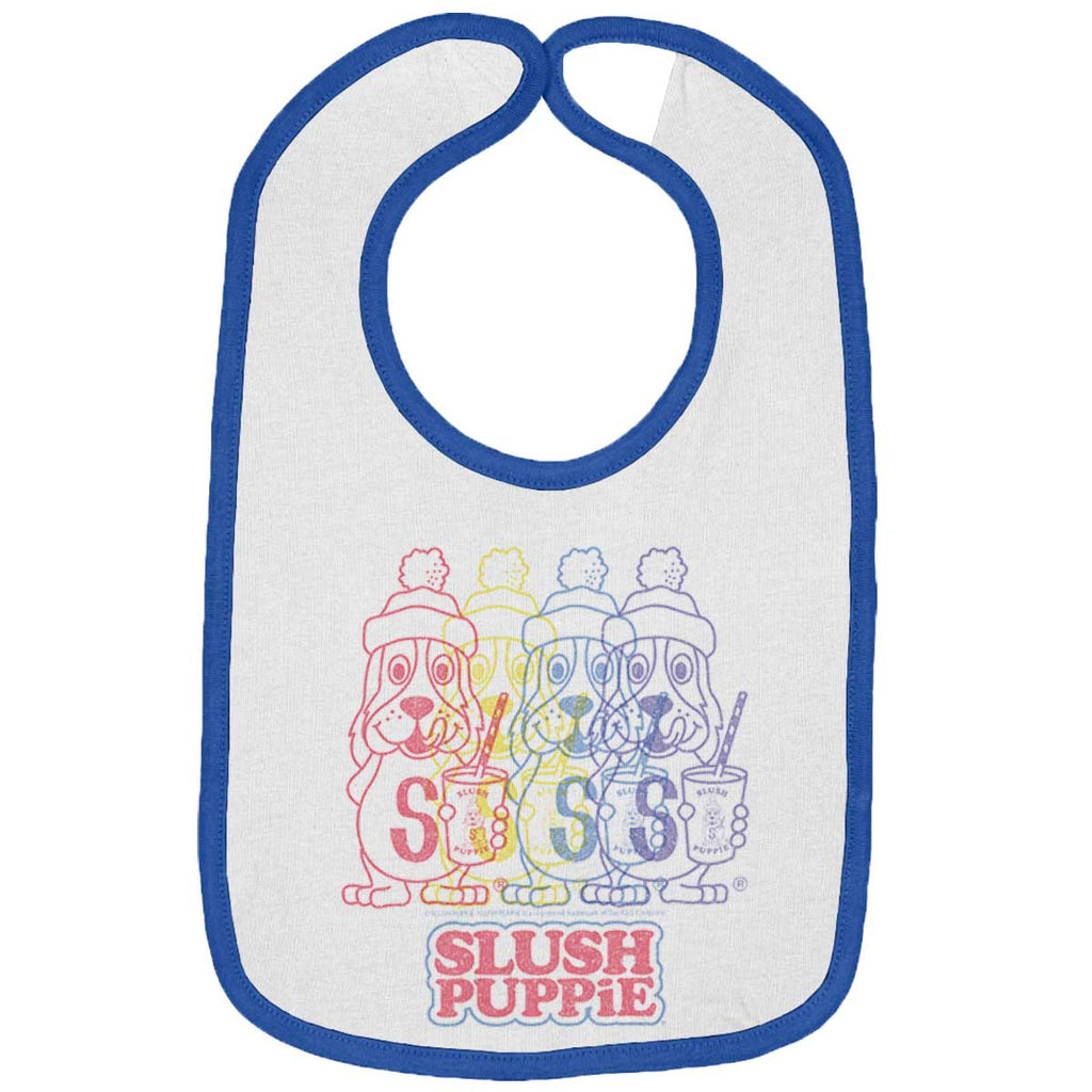 Rainbow Puppie Trimmed Colored Velcro Bib-Direct To Garment Print-Brisco Baby