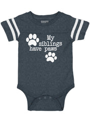 Siblings have paws Football Romper Bodysuit-Direct To Garment Print-Brisco Baby