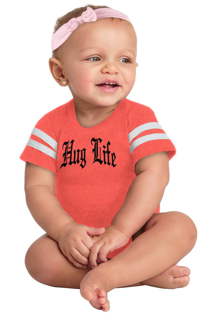 Hug Life Football Romper Bodysuit-Direct To Garment Print-Brisco Baby