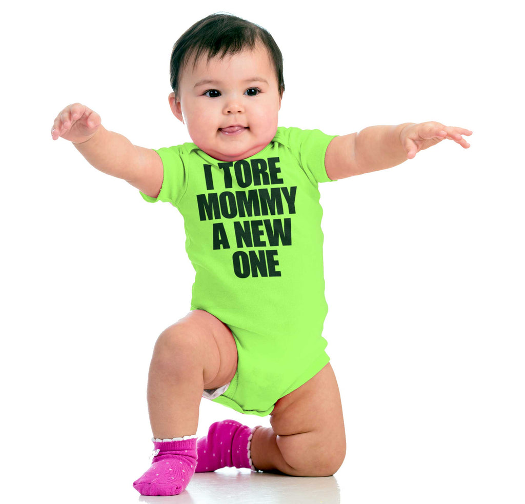 Tore Mommy A New One Romper Bodysuit-Direct To Garment Print-Brisco Baby
