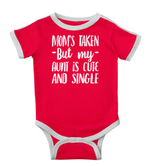 Aunt is Single Ringer Romper Bodysuit-Direct To Garment Print-Brisco Baby