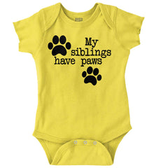 Siblings have paws Romper Bodysuit-Direct To Garment Print-Brisco Baby