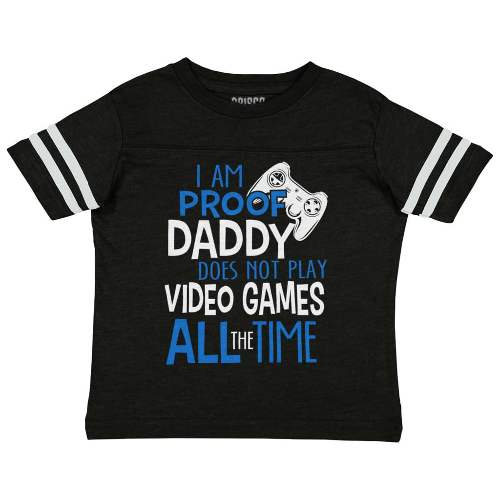 Daddy Plays Video Games Toddler Football Jersey Tee-Direct To Garment Print-Brisco Baby