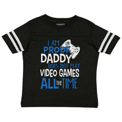 Daddy Plays Video Games Toddler Football Jersey Tee-Direct To Garment Print-Brisco Baby