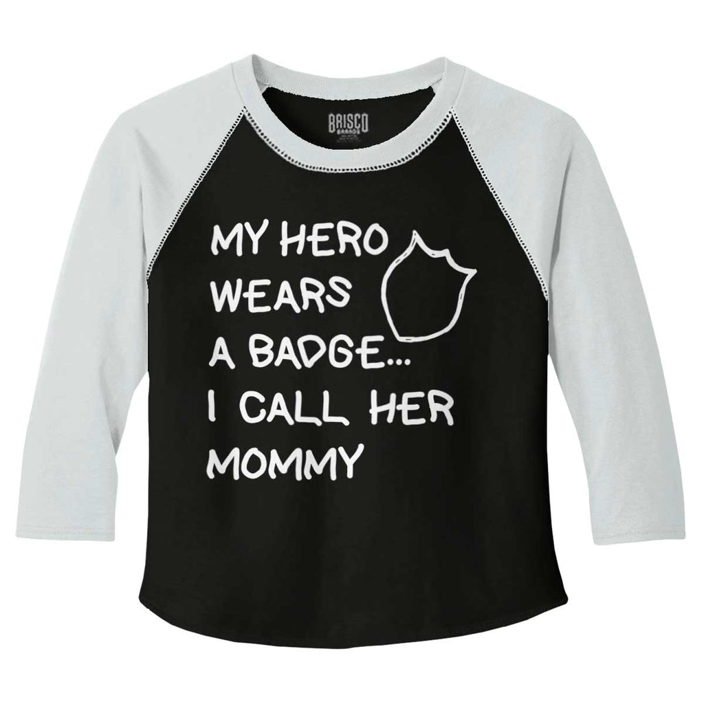 Hero Wears Badge Toddler Baseball-Direct To Garment Print-Brisco Baby