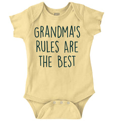 Grandma's Rules Are The Best Romper Bodysuit-Direct To Garment Print-Brisco Baby