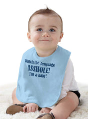 Watch The Language Infant Baby Bib-Direct To Garment Print-Brisco Baby
