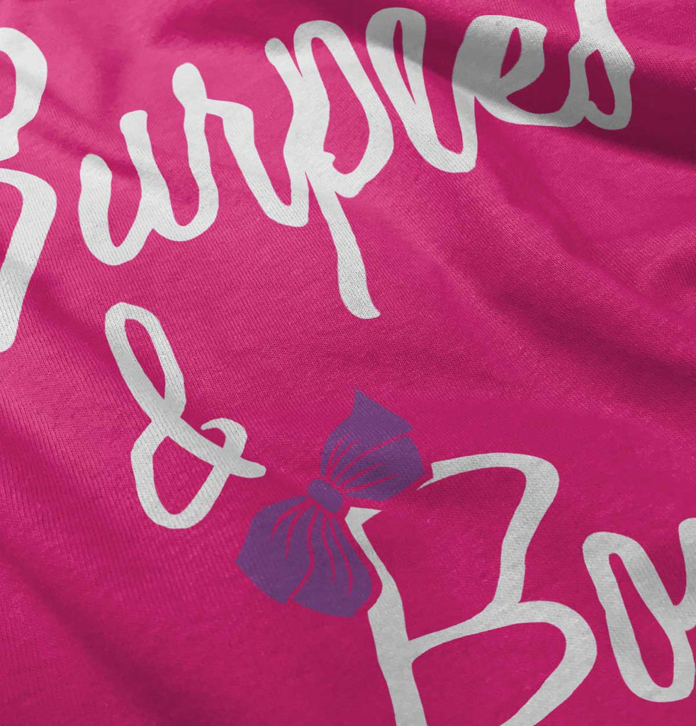 Burpees and Bows Toddler Ruffle Bottom Tee-Direct To Garment Print-Brisco Baby