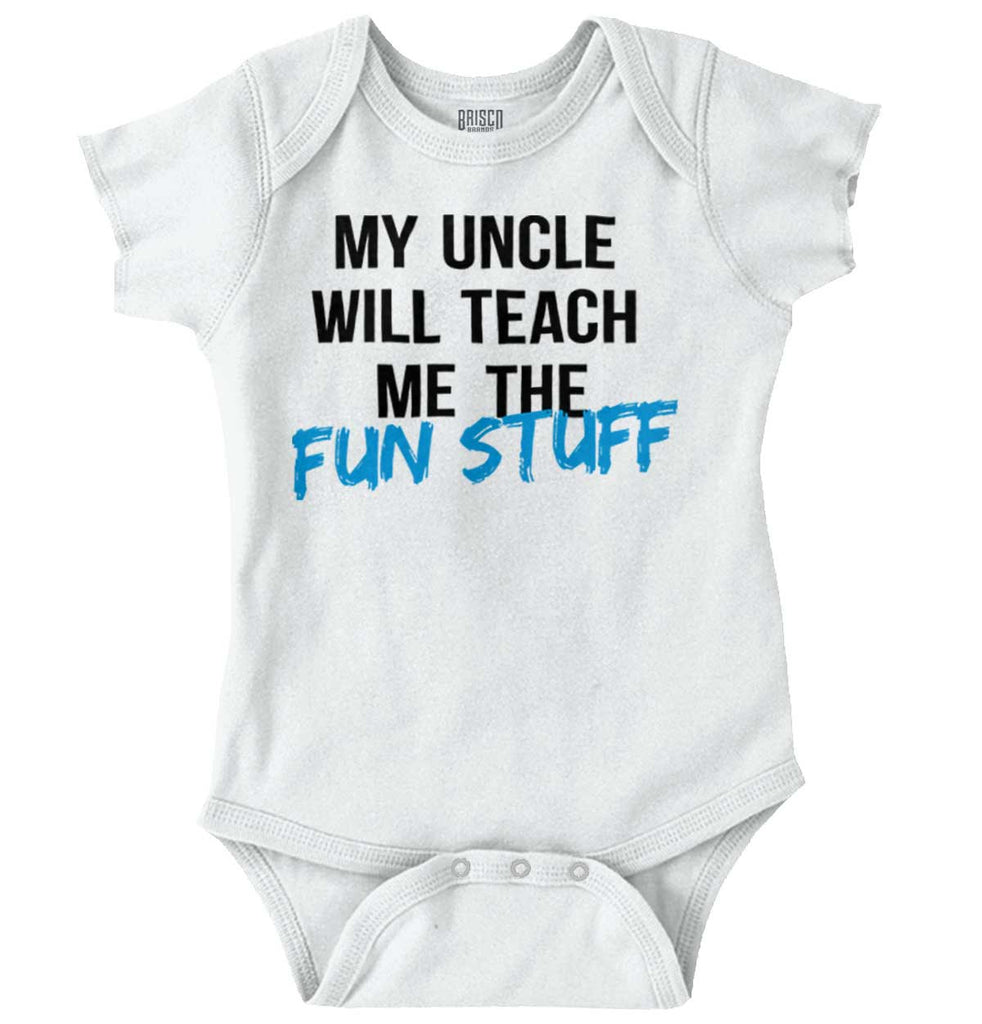 Uncle Teaches Fun Stuff Romper Bodysuit-Direct To Garment Print-Brisco Baby