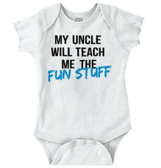 Uncle Teaches Fun Stuff Romper Bodysuit-Direct To Garment Print-Brisco Baby