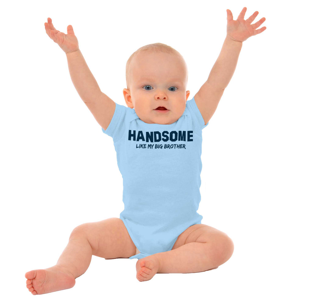 Handsome Like My Big Brother Romper Bodysuit-Direct To Garment Print-Brisco Baby