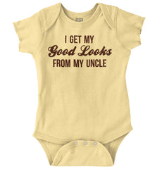 Good Looks From Uncle Romper Bodysuit-Direct To Garment Print-Brisco Baby