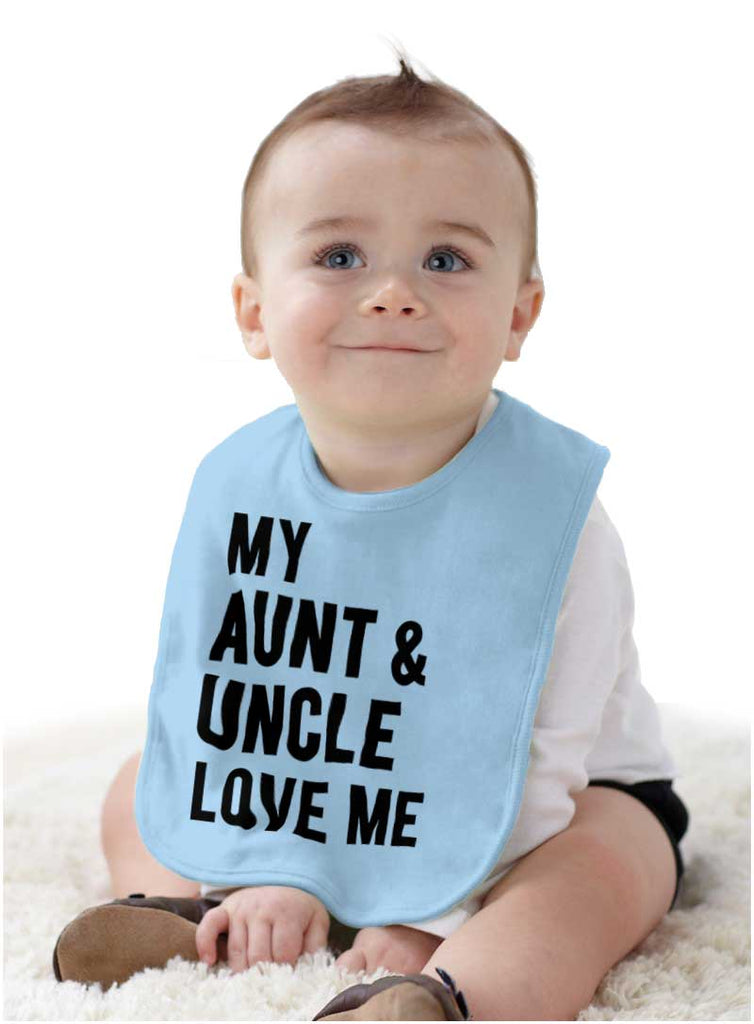 Aunt And Uncle Love Me Infant Baby Bib-Direct To Garment Print-Brisco Baby
