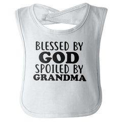 Blessed By God Spoiled By Grandma Infant Baby Bib-Direct To Garment Print-Brisco Baby