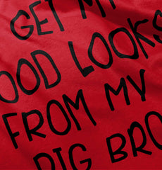 Good Looks From My Big Bro Romper Bodysuit-Direct To Garment Print-Brisco Baby