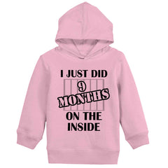 9 Months On The Inside Toddler Pullover Hoodie-Direct To Garment Print-Brisco Baby