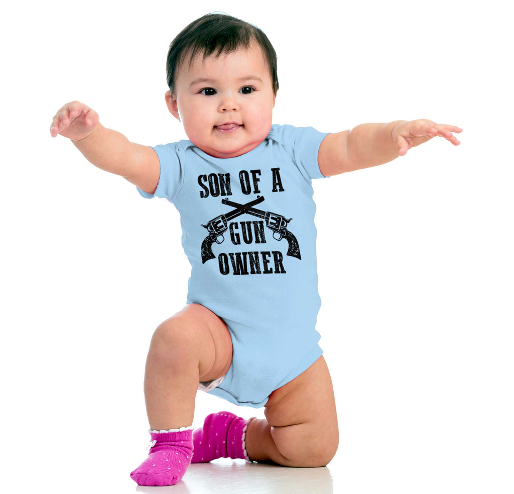Son Gun Owner Romper Bodysuit-Direct To Garment Print-Brisco Baby