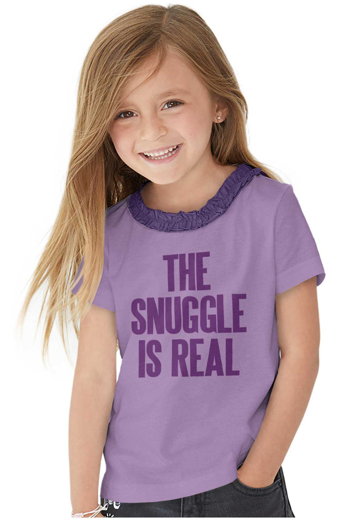 Snuggle Is Real Toddler Ruffled Trim T-Shirt-Direct To Garment Print-Brisco Baby