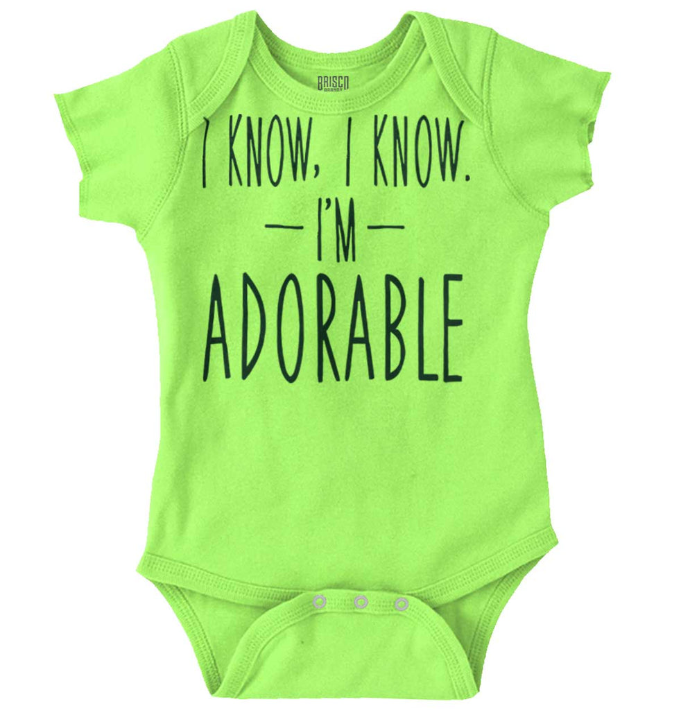 I Know I'm Adorable Romper Bodysuit-Direct To Garment Print-Brisco Baby