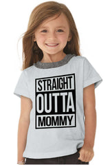Straight Outta Mommy Toddler Ruffled Trim T-Shirt-Direct To Garment Print-Brisco Baby