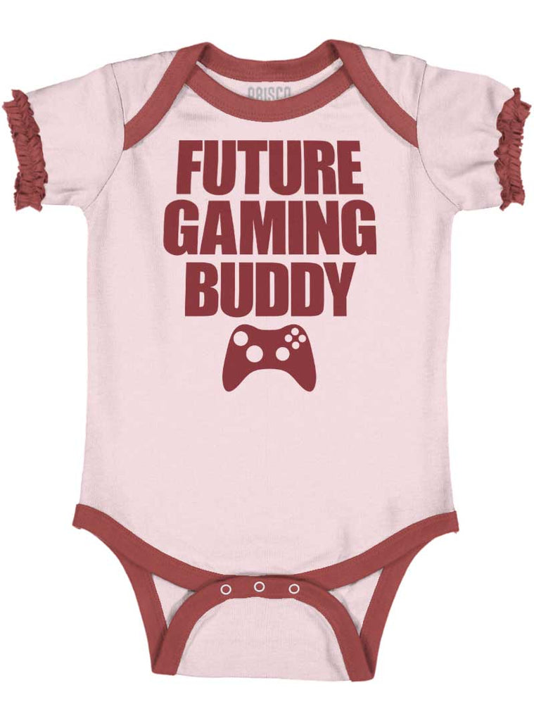 Future Gaming Buddy Baby Ruffled Trim Romper-Direct To Garment Print-Brisco Baby