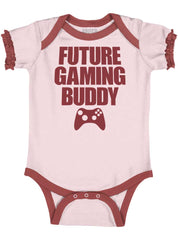 Future Gaming Buddy Baby Ruffled Trim Romper-Direct To Garment Print-Brisco Baby