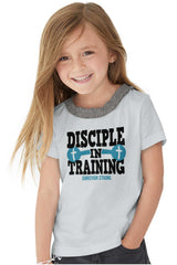 Disciple In Training Toddler Ruffled Trim T-Shirt-Direct To Garment Print-Brisco Baby