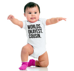 Worlds Okayest Cousin Romper Bodysuit-Direct To Garment Print-Brisco Baby