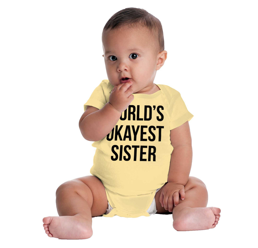 World's Okayest Sister Romper Bodysuit-Direct To Garment Print-Brisco Baby