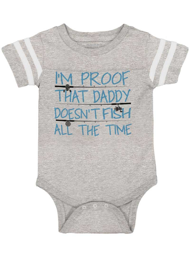 Fish All The Time Football Romper Bodysuit-Direct To Garment Print-Brisco Baby