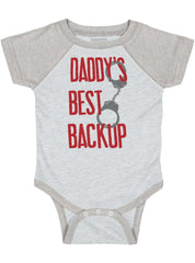 Daddy's Best Backup Raglan Romper Bodysuit-Direct To Garment Print-Brisco Baby