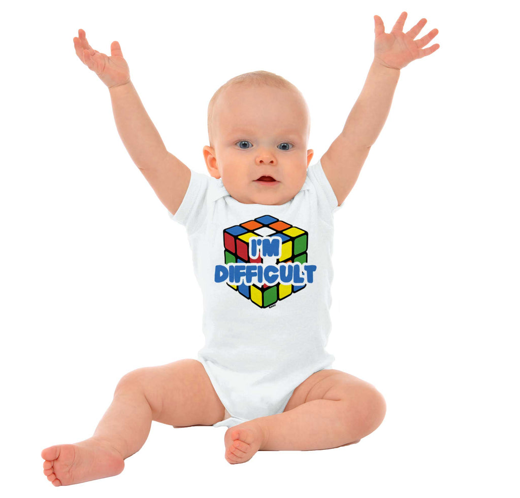 Difficult Rubik's Romper Bodysuit-Direct To Garment Print-Brisco Baby