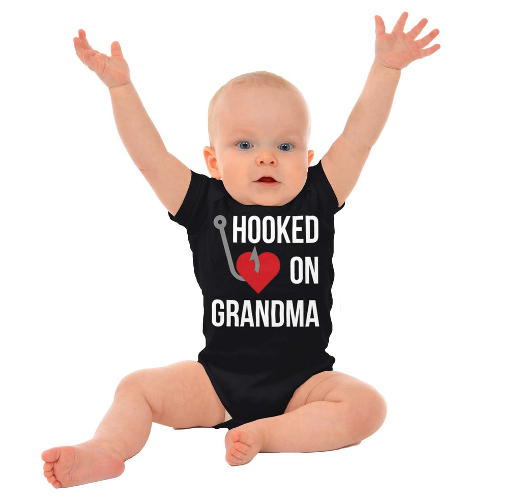 Hooked On Grandma Romper Bodysuit-Direct To Garment Print-Brisco Baby