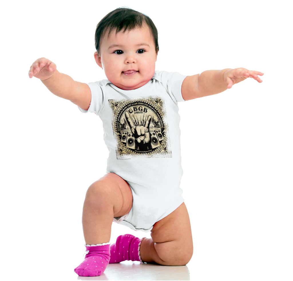 CBGB Horns Romper Bodysuit-Direct To Garment Print-Brisco Baby