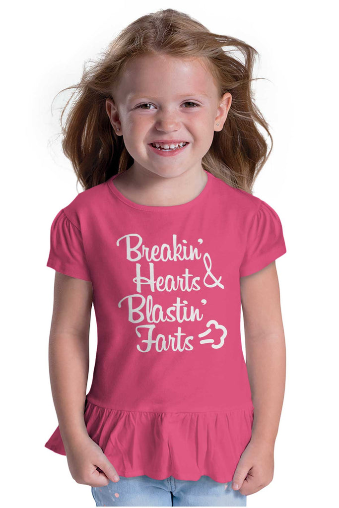 Blastin Farts Toddler Ruffle Bottom Tee-Direct To Garment Print-Brisco Baby