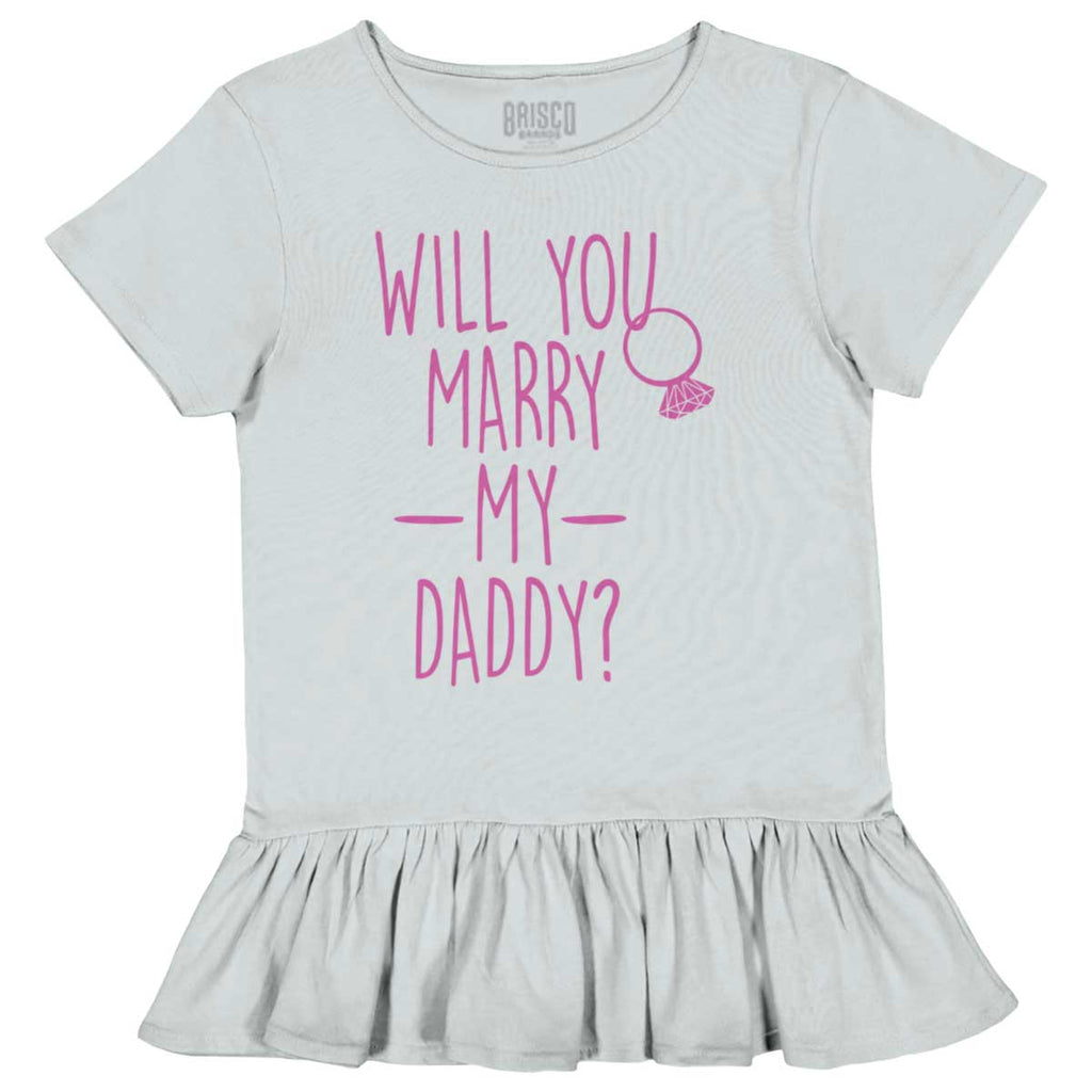 Marry My Daddy Toddler Ruffle Bottom Tee-Direct To Garment Print-Brisco Baby