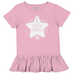 Little Miracle Toddler Ruffle Bottom Tee-Direct To Garment Print-Brisco Baby