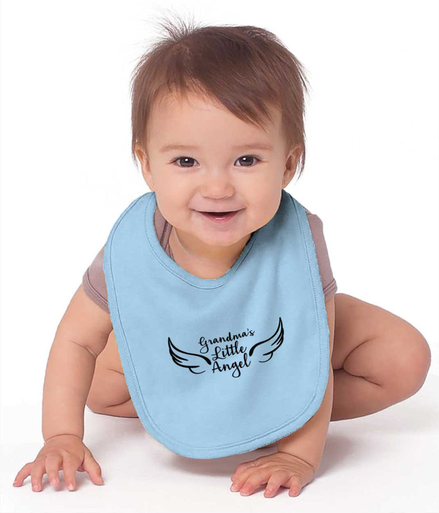 Grandma's Little Angel Infant Baby Bib-Direct To Garment Print-Brisco Baby
