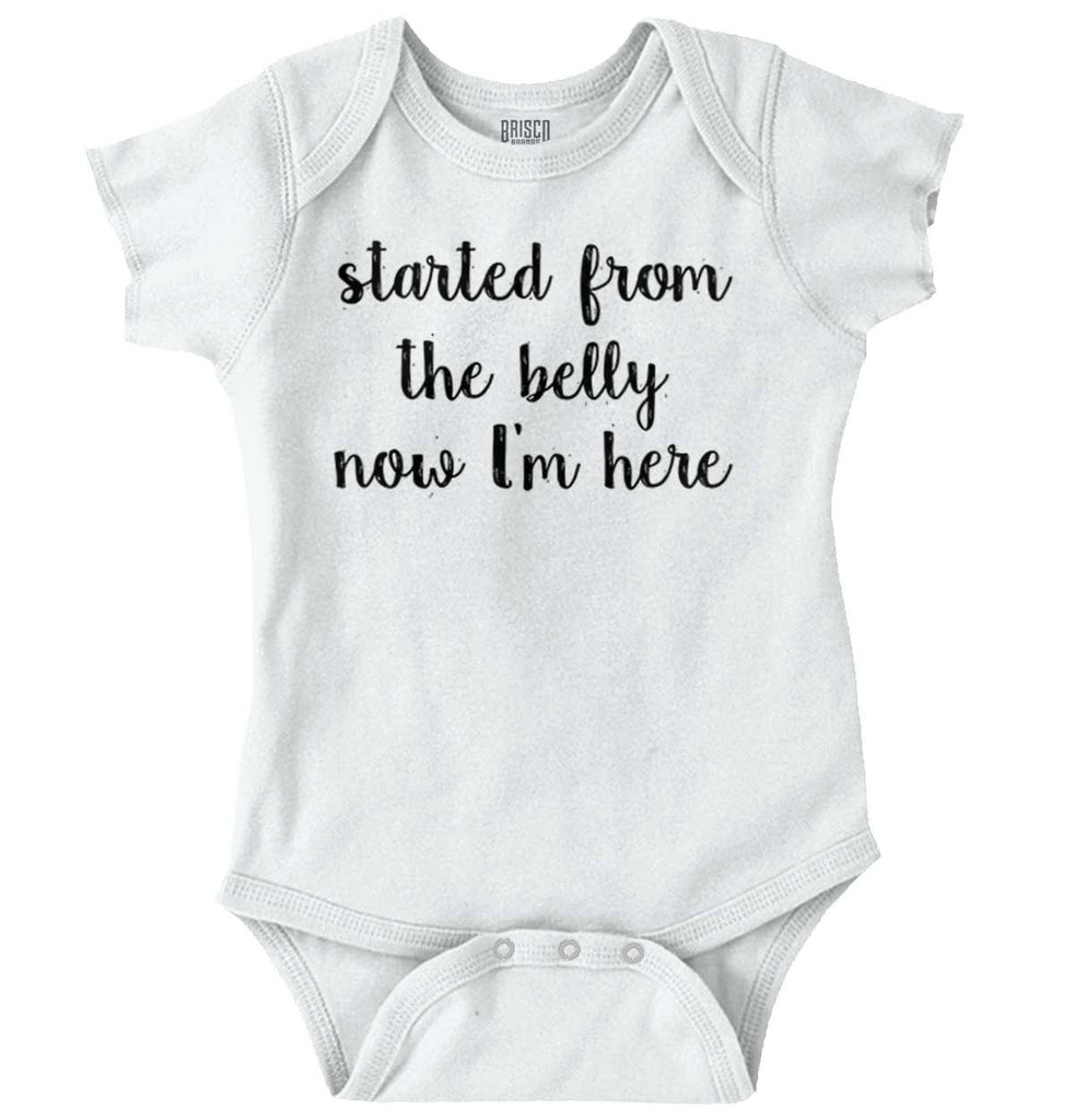 Started From The Belly Romper Bodysuit-Direct To Garment Print-Brisco Baby