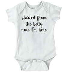 Started From The Belly Romper Bodysuit-Direct To Garment Print-Brisco Baby