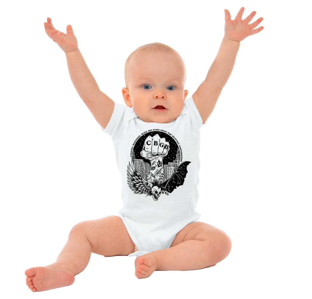 Bat CBGB Romper Bodysuit-Direct To Garment Print-Brisco Baby
