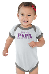 No Papa Like Me Baby Ruffled Trim Romper-Direct To Garment Print-Brisco Baby