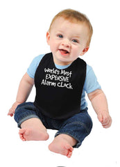 Alarm Clock Infant Baby Bib-Direct To Garment Print-Brisco Baby