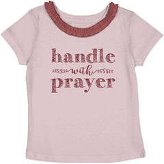 Handle With Prayer Toddler Ruffled Trim T-Shirt-Direct To Garment Print-Brisco Baby