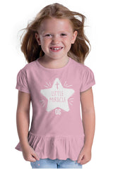 Little Miracle Toddler Ruffle Bottom Tee-Direct To Garment Print-Brisco Baby