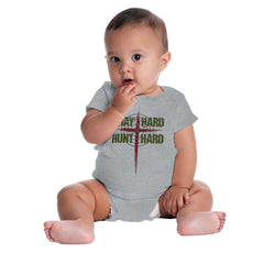Pray Hard Hunt Hard Romper Bodysuit-Direct To Garment Print-Brisco Baby