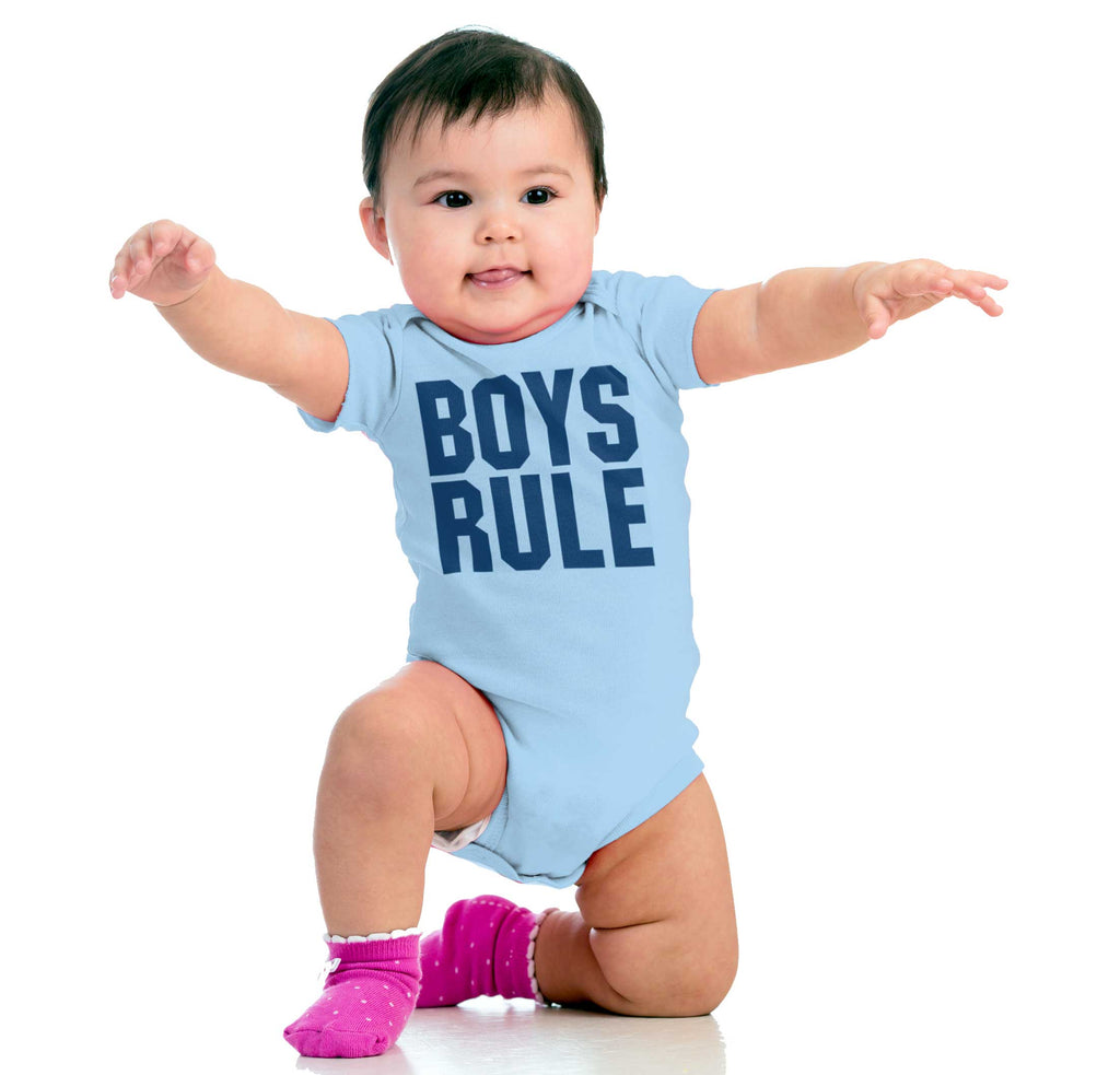 Boys Rule Romper Bodysuit-Direct To Garment Print-Brisco Baby