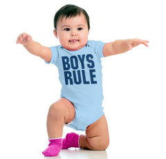 Boys Rule Romper Bodysuit-Direct To Garment Print-Brisco Baby